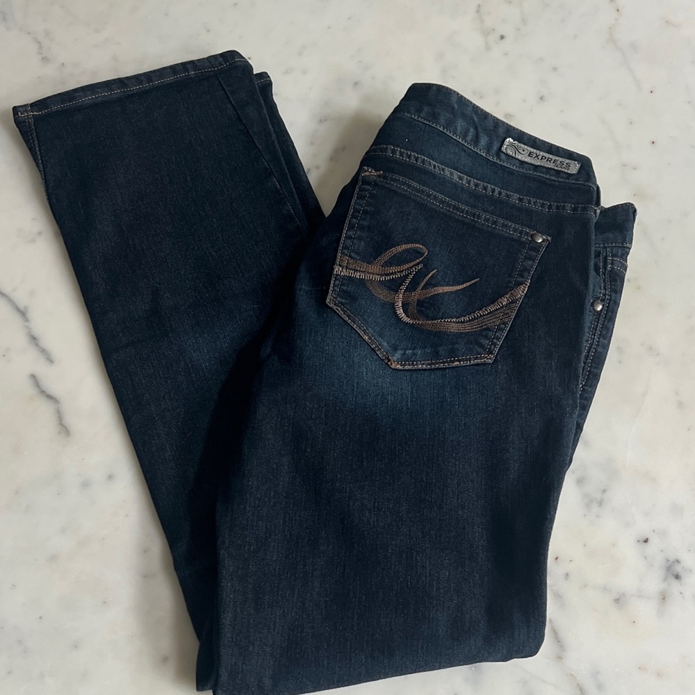 Express Dark Indigo Straight Leg Jeans